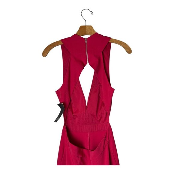 Aidan Mattox‎ Jumpsuit Women 8 Geranium Halter V Neck With Skirt NWT Party - Picture 5 of 15